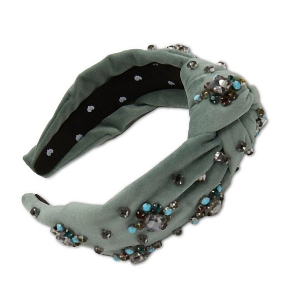 Lele Sadoughi Accessories - Lele Sadoughi Women Knotted Twinkle Headband OS Sage Crystal Embellished NWT